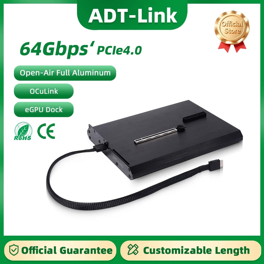 ADT-Link PCIE 4.0 X4 OCuLink Interfaccia Docking Station per Scheda Grafica Esterna Tipo ATX Open Dock M.2 NVMe per NVIDIA AMD