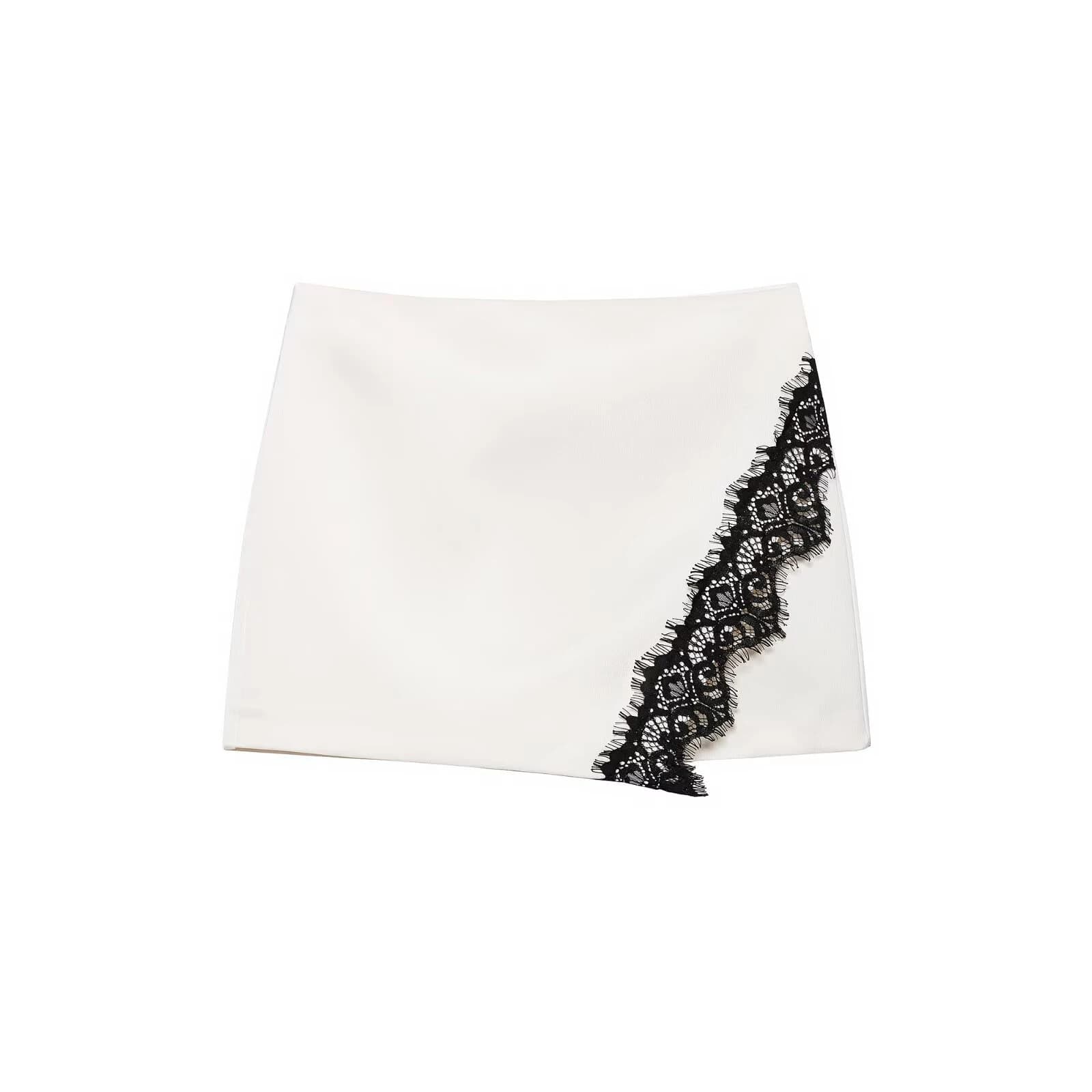 European and American style 2026 summer new women's fashion casual contrasting lace double breasted skirt pants