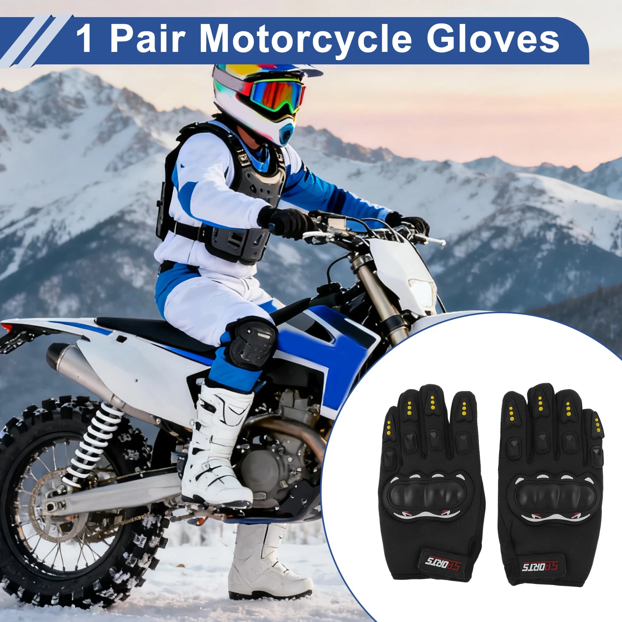 Guanti Lunghi Motoforti per Moto, Ciclismo, Arrampicata, Escursionismo in Gomma/Plastica 19.5x11cm