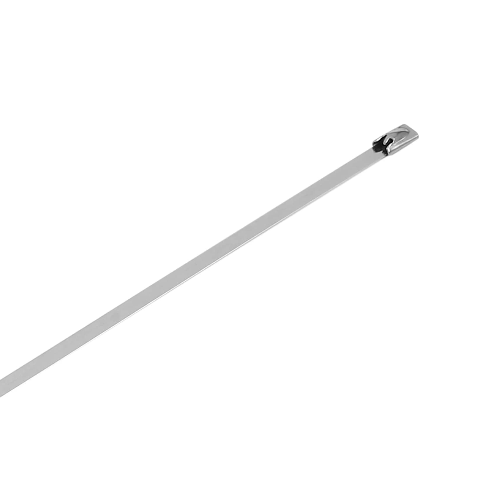 AT05-100Pcs Fascette stringicavo autobloccanti in acciaio inossidabile da 17,7 pollici per tubo di scarico, nastro avvolgente per collettori, colore argento