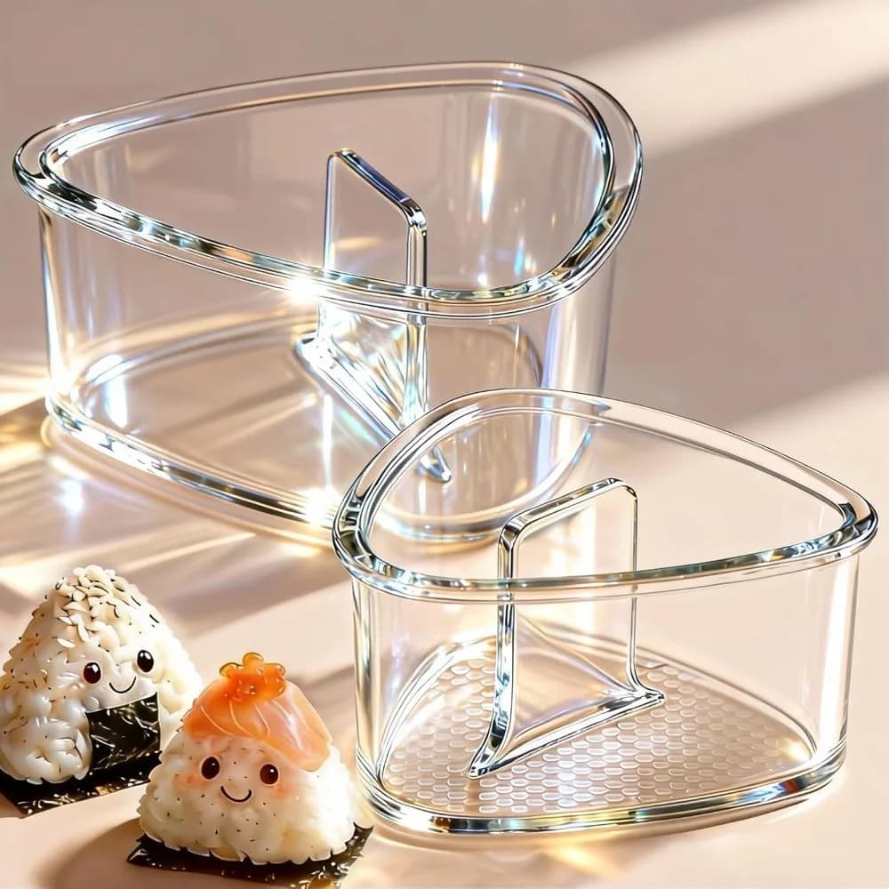 2PCS Clear Large Onigiri &Triangle Rice Ball Mold for Sushi – Non-Stick, BPA-Free, Sushi press Mold for Bento Boxes and Lunches
