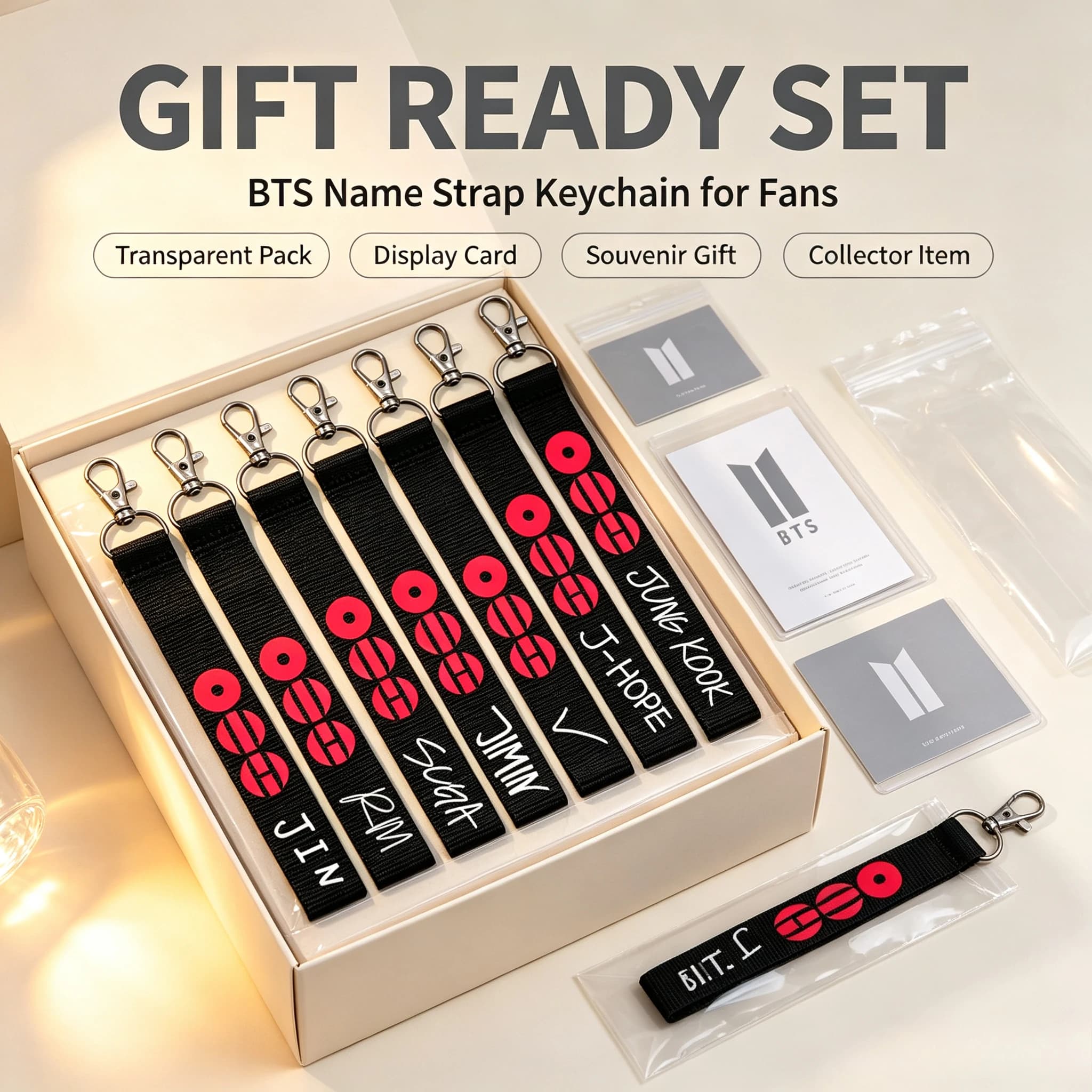 7 Styles BTS Name Strap Keychain K-pop Idol Jin RM Suga Jimin V J-Hope Jungkook Lanyard Bag Charm Fans Gift