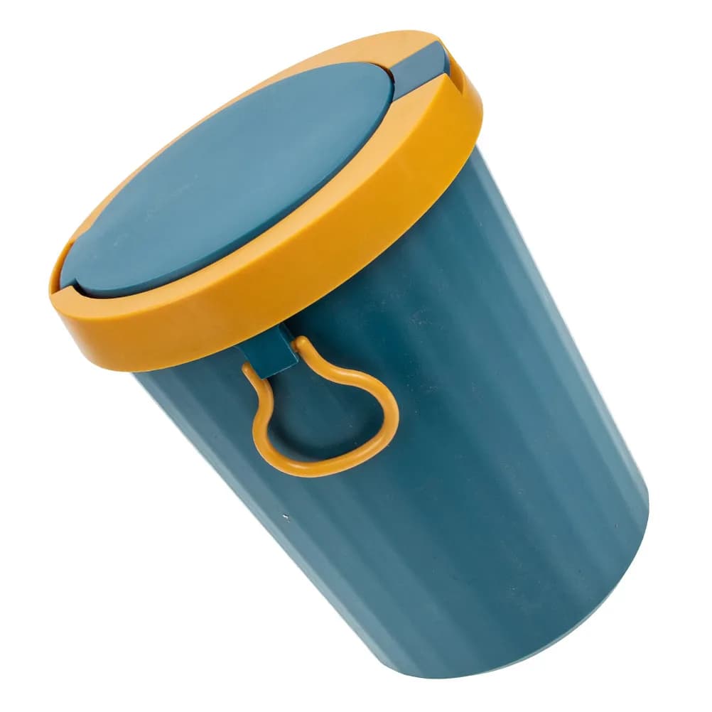 PP Plastic Trash Can with Lid Small Compact Waste Basket for Bathroom Bedroom Kitchen Office Household Use Modern Design Garbage