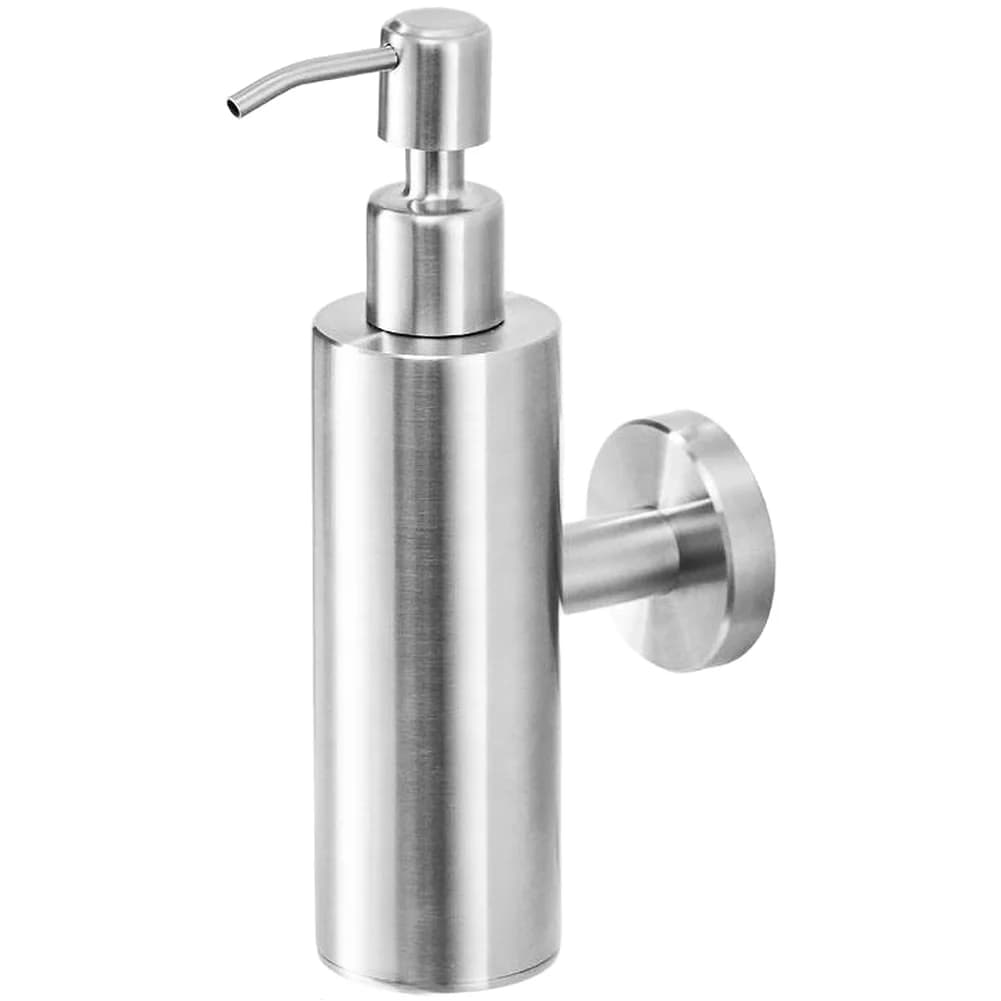 Stainless Steel Soap Dispenser Designed for Wall Mounting in Kitchen or Bathroom No Drilling Refillable Ergonomic Pump Action