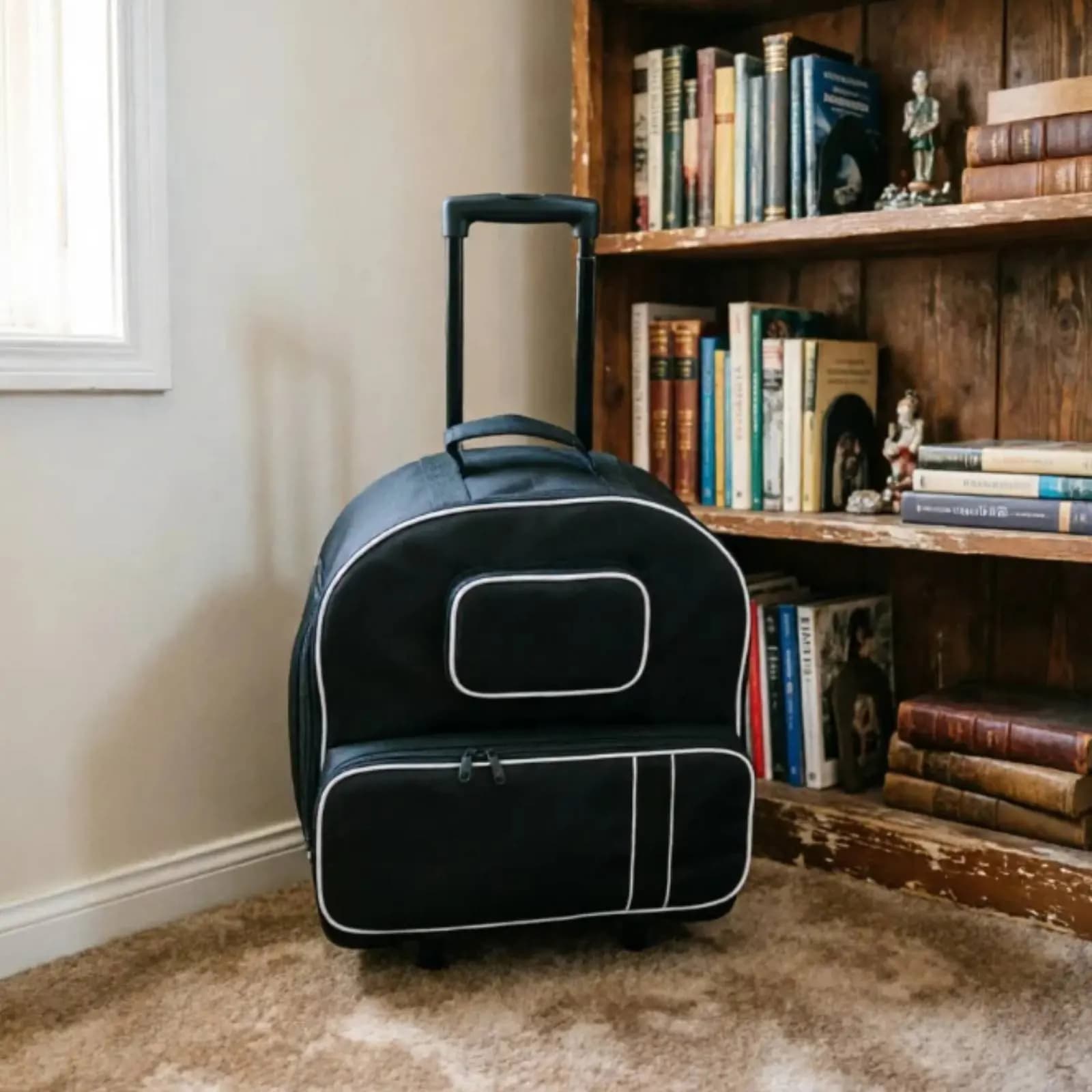 14 Inch Snare Drum Bag Wheeled Rolling Snare Drum Case Music Gear Adjustable Straps Thick Padding for Travel, Performance