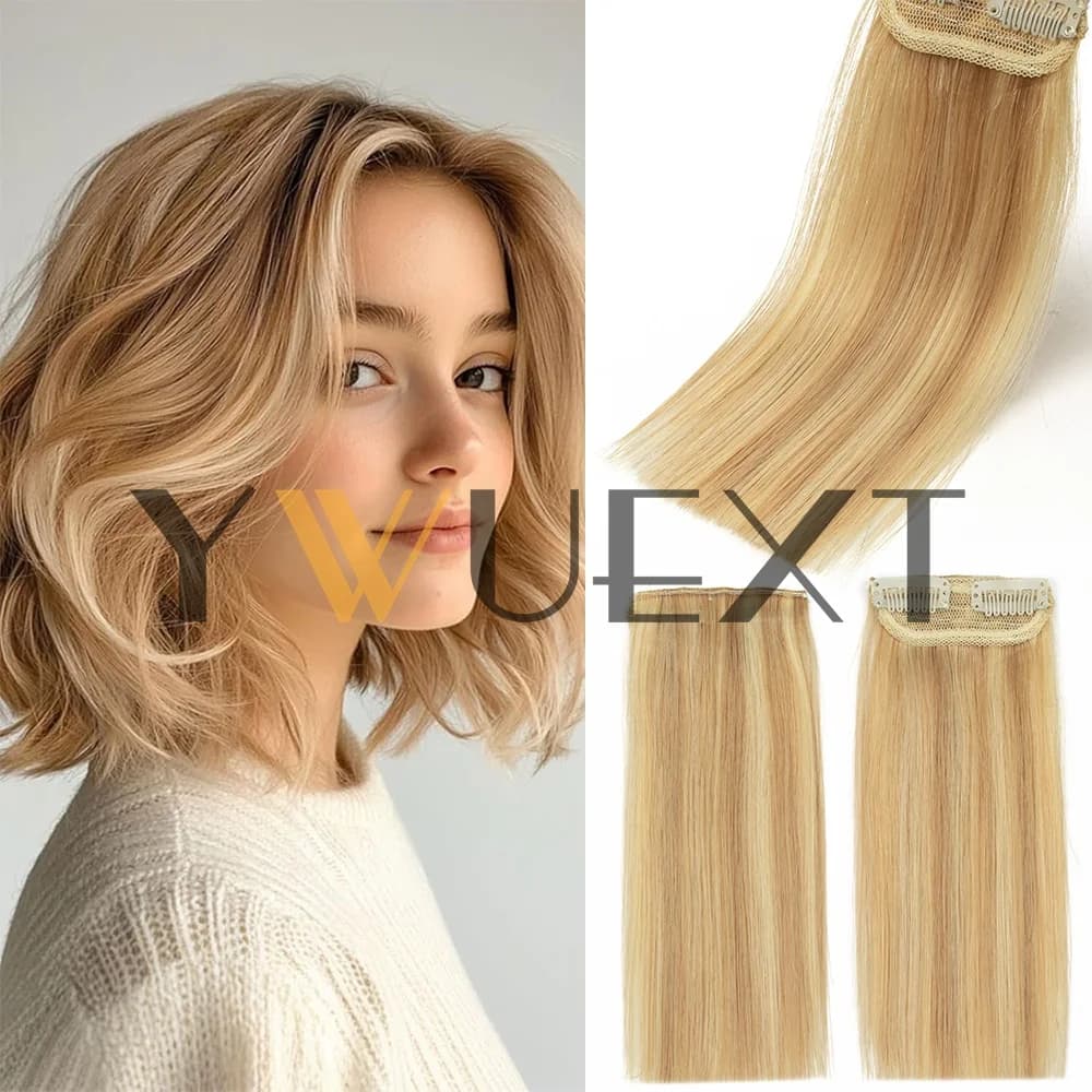 Mini hair clip for single piece on both sides, in real natural human hair Remy for woman, extension with human hair clip from 10-30 cm