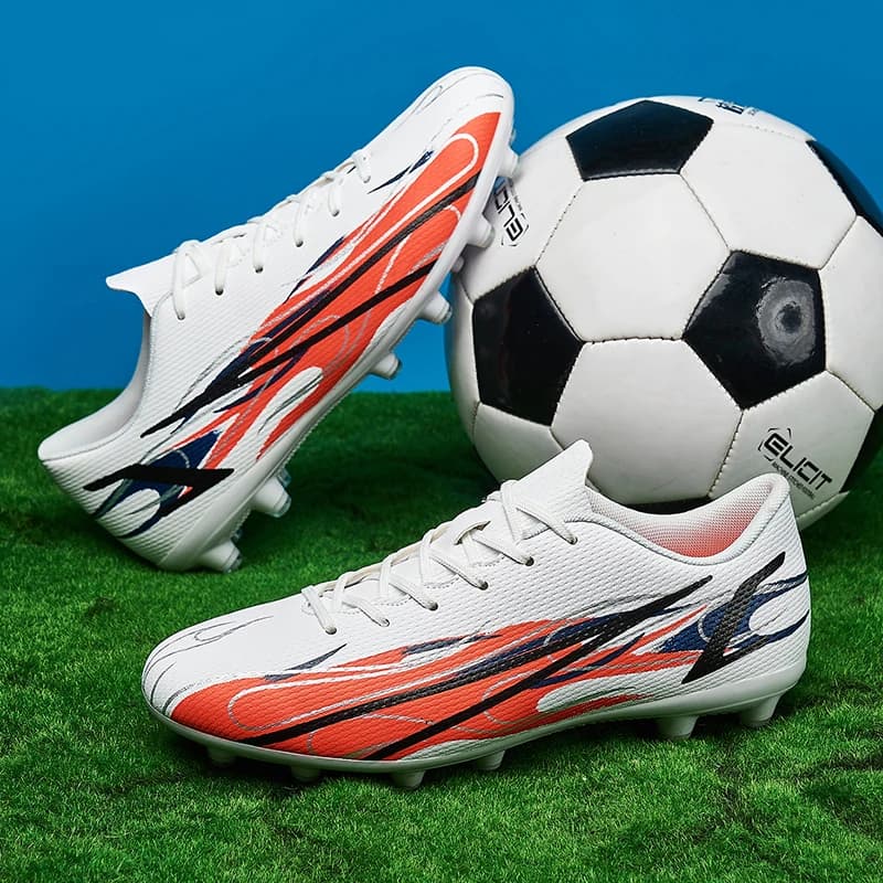 Teen Knit Upper Football Cleats Elastic Comfort Fit Non Slip Wearproof Sole Breathable Artificial Grass Daily Training Shoes