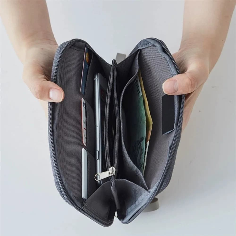 Borsa per passaporto in tinta unita Materiale in nylon Design multifunzione Portafoglio da viaggio Stile portatile Porta passaporto resistente all'acqua