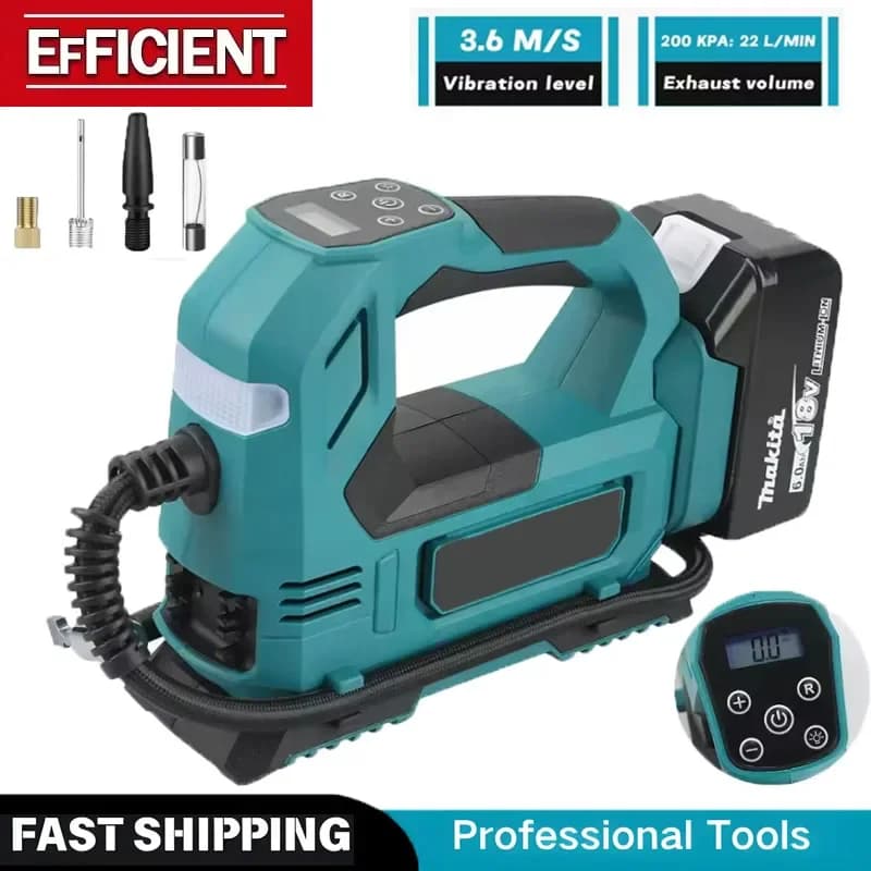 Compressore d'aria portatile Makita senza fili, gonfiatore per pneumatici a batteria 18V, pompa elettrica portatile per pneumatici di auto, biciclette e palloni
