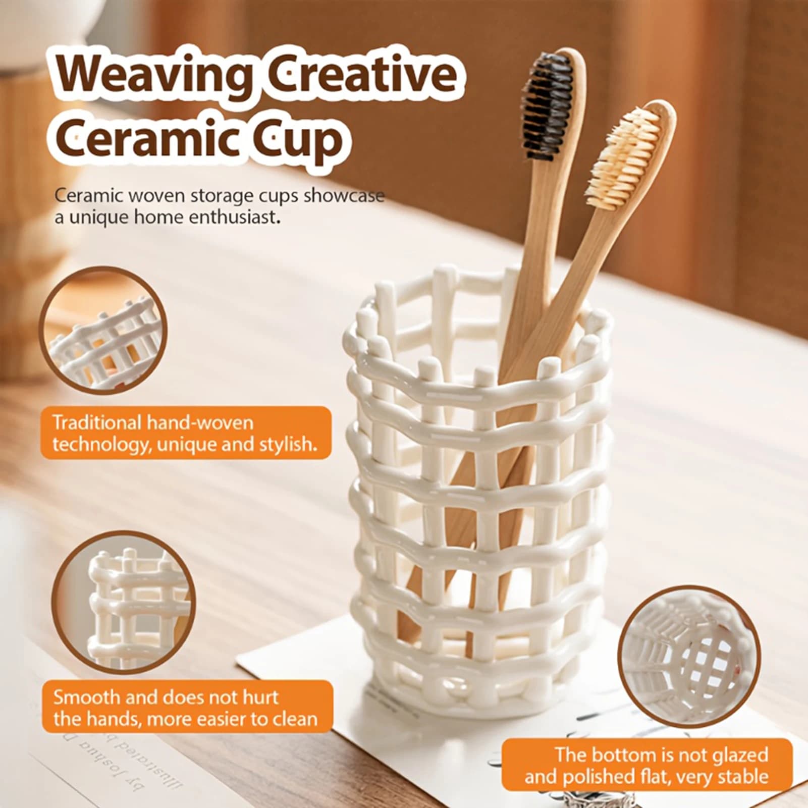 Portaspazzolino cavo in ceramica nordica Portaspazzolino multiuso per trucco/penna/portamatite per riporre spazzolino da bagno