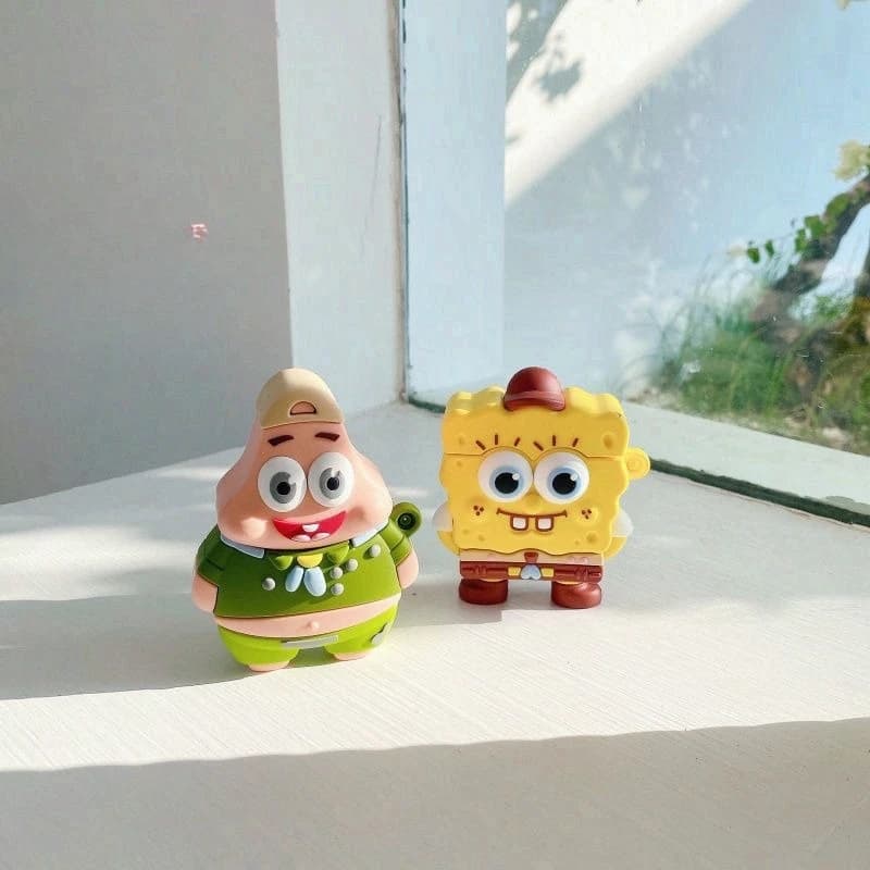 Cute SpongeBob Creative Silicone Case for AirPods 1 2 3 Pro Wireless Earbuds Protective Cover Charging Case for Student Gifts