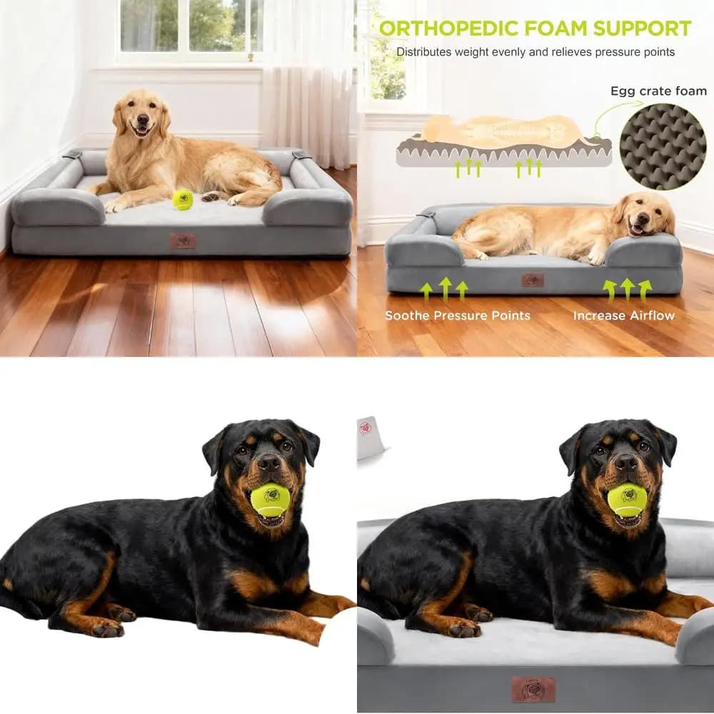 Letto per cani ortopedico in memory foam XXL con cassa per uova impermeabile, copertura lavabile e base antiscivolo, 45x35