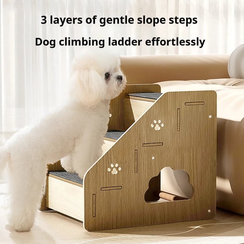 Scale per cani Scale per animali domestici 2/3/4 gradini per gatto Scala per rampa per animali domestici Scale per letto per cani rimovibili antiscivolo Forniture per animali domestici Assemblaggio in legno