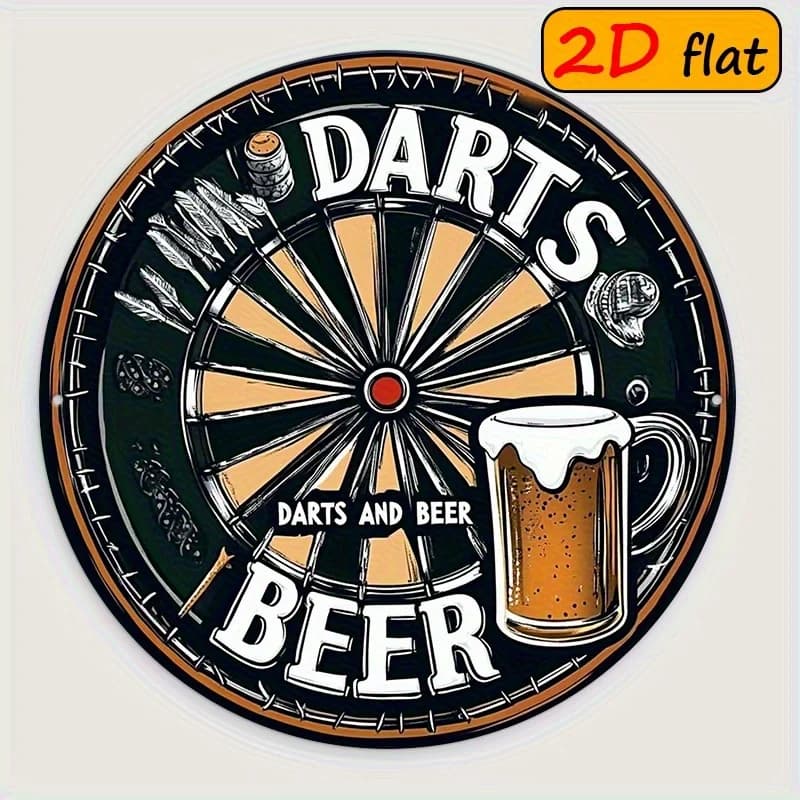 Decorazione Murale Rotonda Impermeabile in Alluminio con Motivo Birreria, Stile Americano Classico per Casa, Bar, Interni ed Esterni