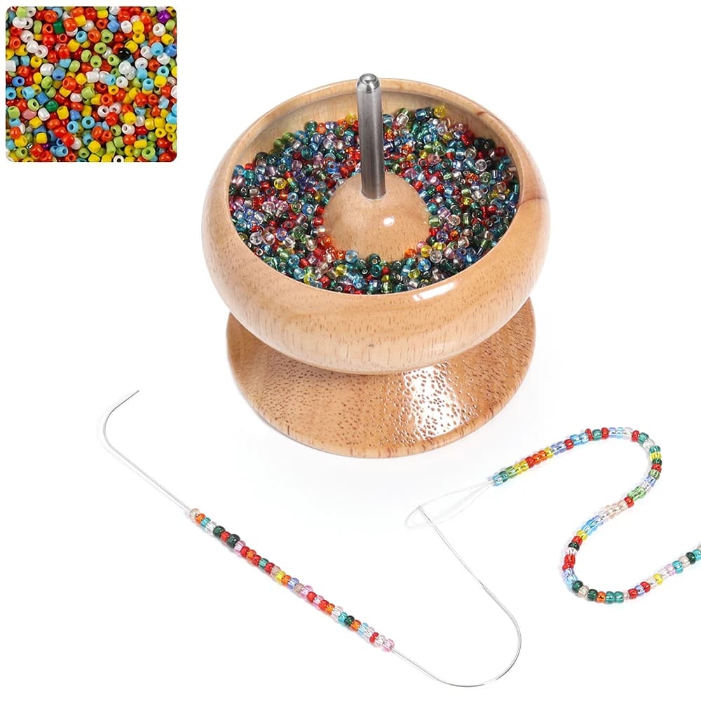 Strumenti per la creazione di gioielli in legno: ciotola girevole per perline con ago per braccialetti fai da te, collane e forniture per la creazione di gioielli artigianali