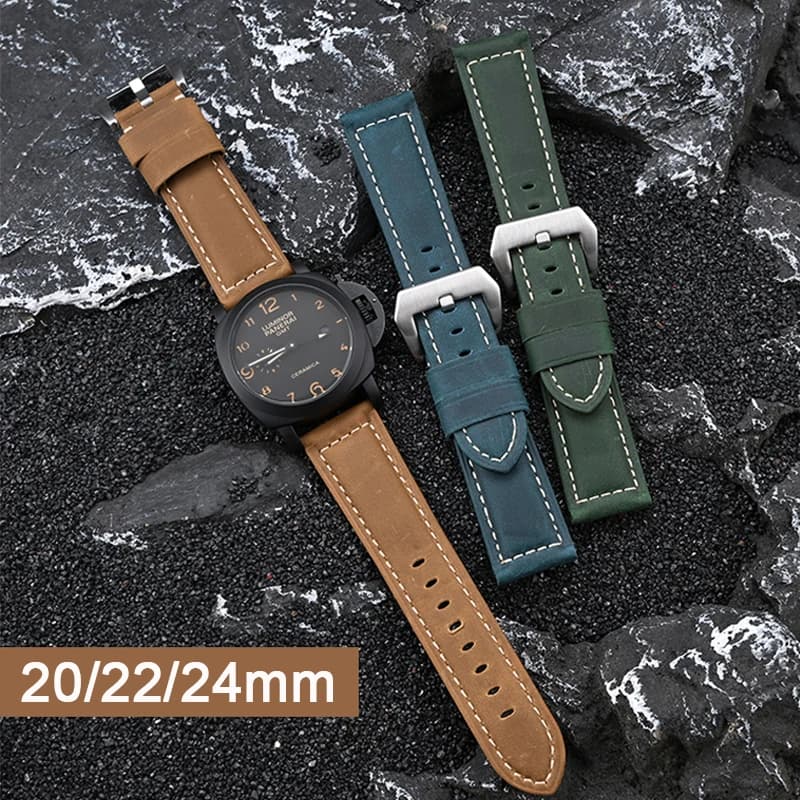 Genuine Leather Watch Band for Panerai Cowhide Crazy Horse Strap Men Sport Bracelet Watchband 20mm 22mm 24mm for Seiko for Casio