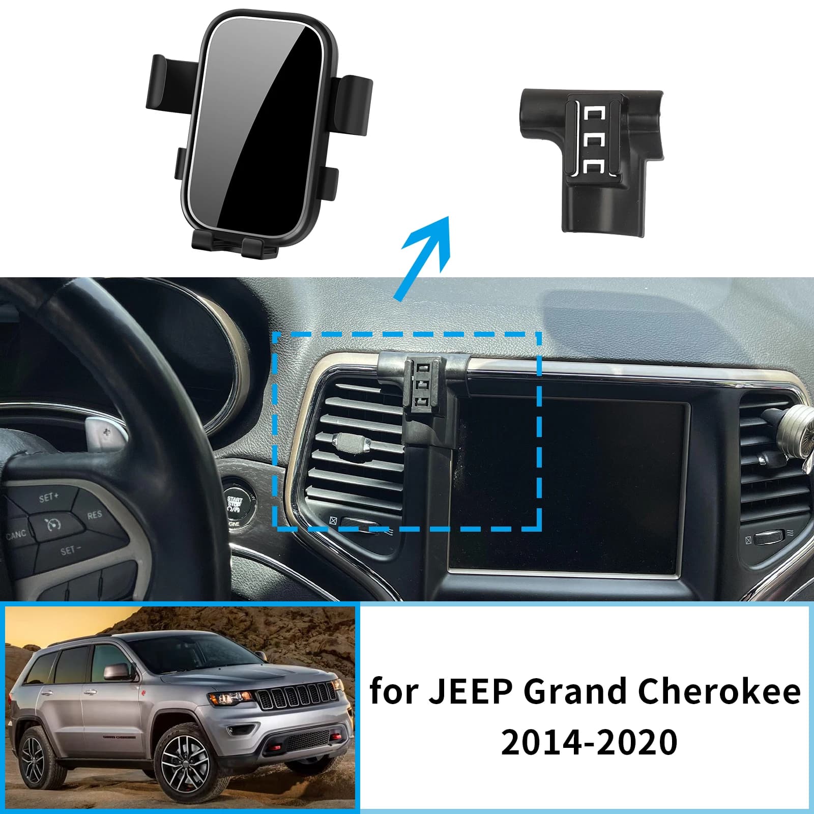 Supporto per telefono cellulare per auto per JEEP Grand Cherokee 2014 ~ 2020 Supporto di navigazione Accessori per staffa GPS automatica