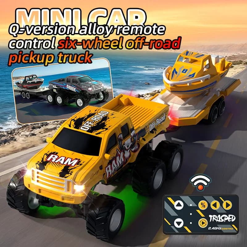 Mini Pickup RC in Lega con Luci, Veicolo Fuoristrada Telecomandato, Auto Giocattolo Dimostrativa per Bambini e Ragazzi, Regalo