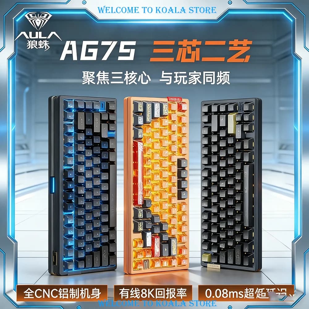 AULA AG75 Wired Magnetic Switch Mechanical Keyboard, Full Aluminum Esports Gaming Keyboard for Valorant CS2 Delta Force