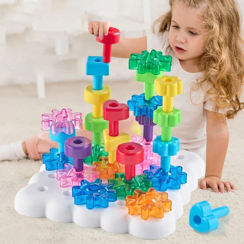 Gioco da tavolo con pioli per bambini Giocattoli Montessori Ingranaggi Blocco impilabili Gioco di infilatura creativo fai-da-te Giocattoli educativi per la cognizione dei colori