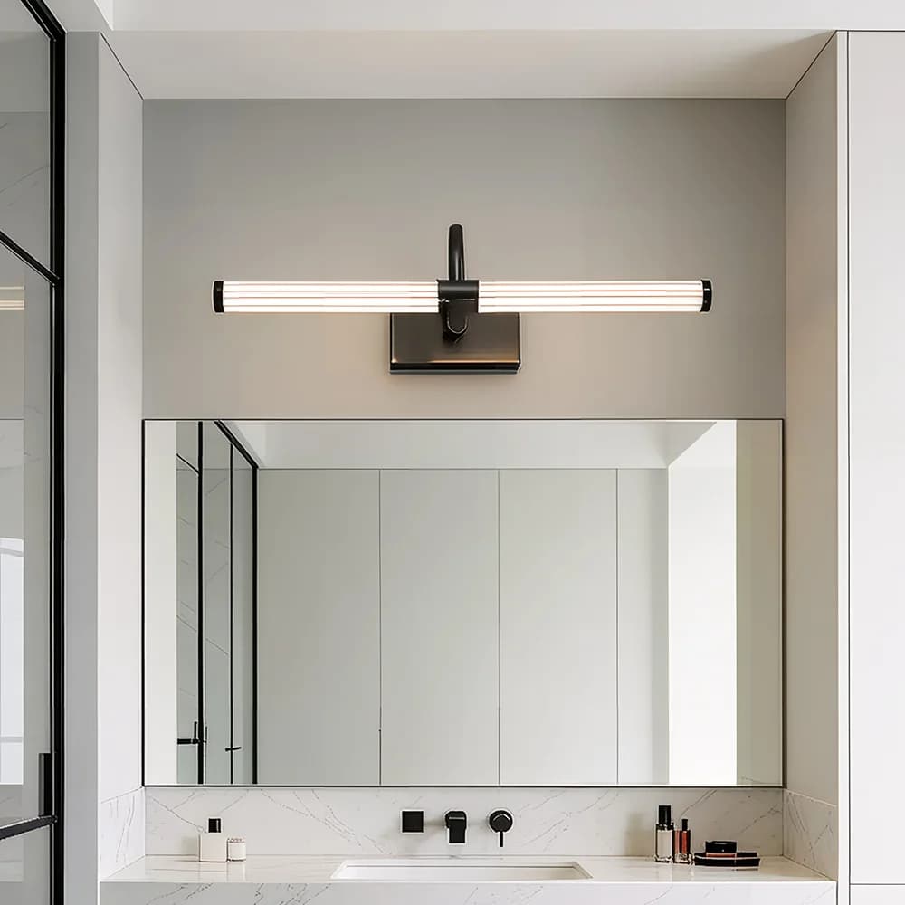 Lampada da Parete Moderna in Ottone e Acrilico con LED, Luce per Specchio da Bagno, Angolo Regolabile, Lampada per Trucco