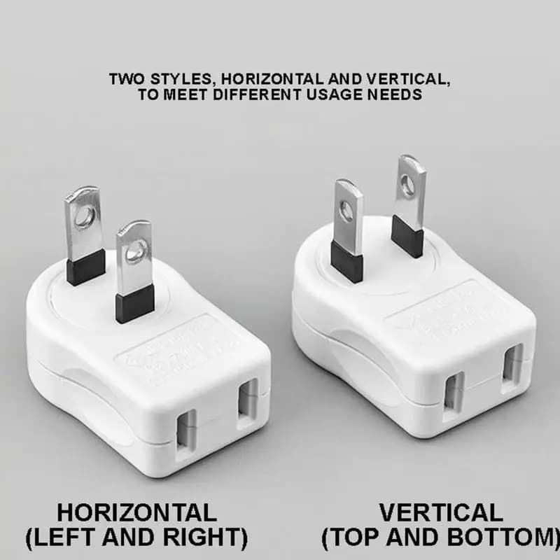 Power Socket Plug Adapter 2Pin 90 Angle Rotatable Foldable Travel Converter Electrical International