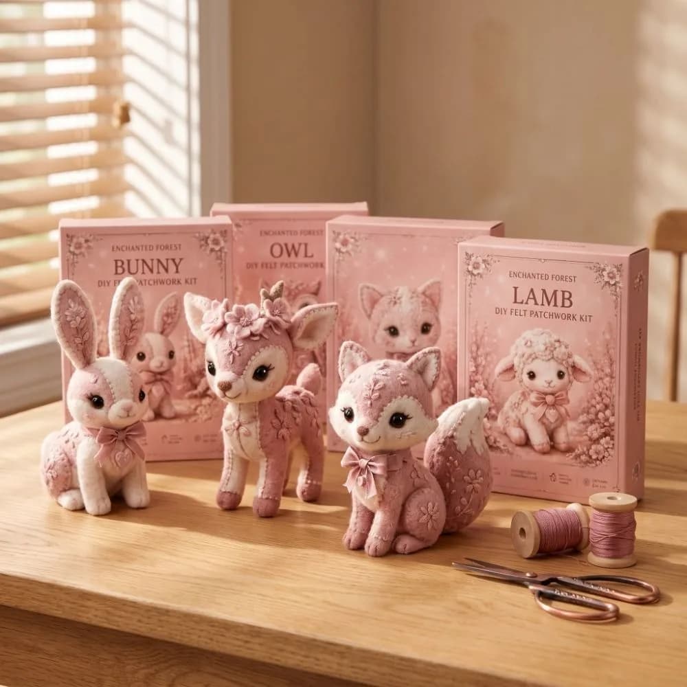 Handmade Animals DIY Sewing Kit Sheep Reindeer Fabrics Animal Patchwork Kit Cat Bear Creative Design Material Pack Craft Kit