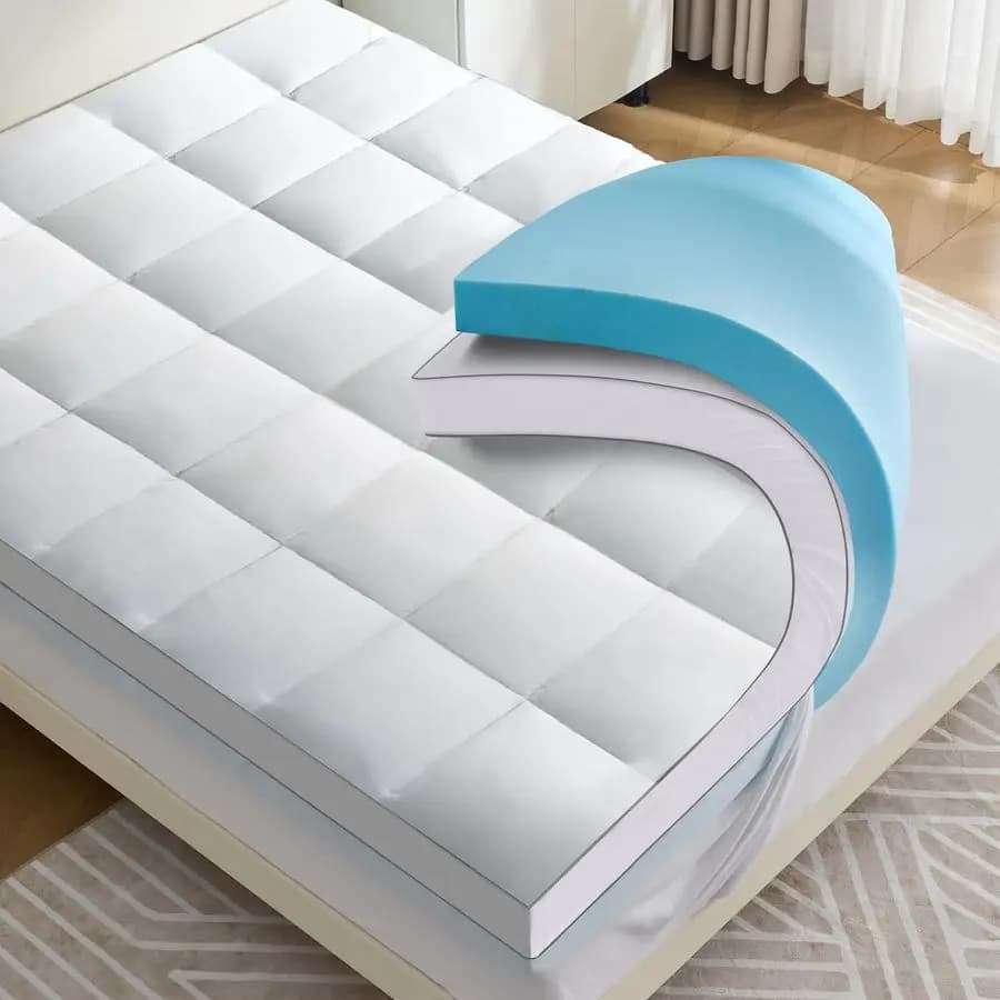 Double-layer Queen Size, 2 Inch Memory Foam with Cooling Gel and 2 Soft Pillow Top for Sleep