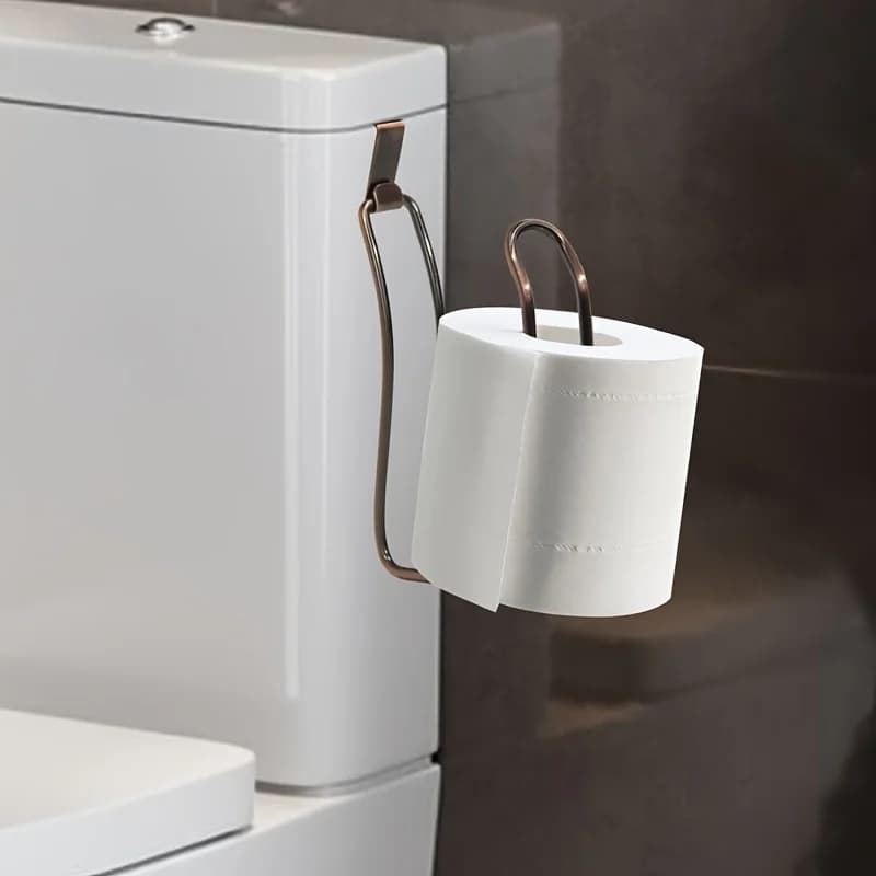 1pc Over The Tank Toilet Tissue Paper Roll Holder Dispenser And Reserve For Bathroom Storage And Organization - Metal