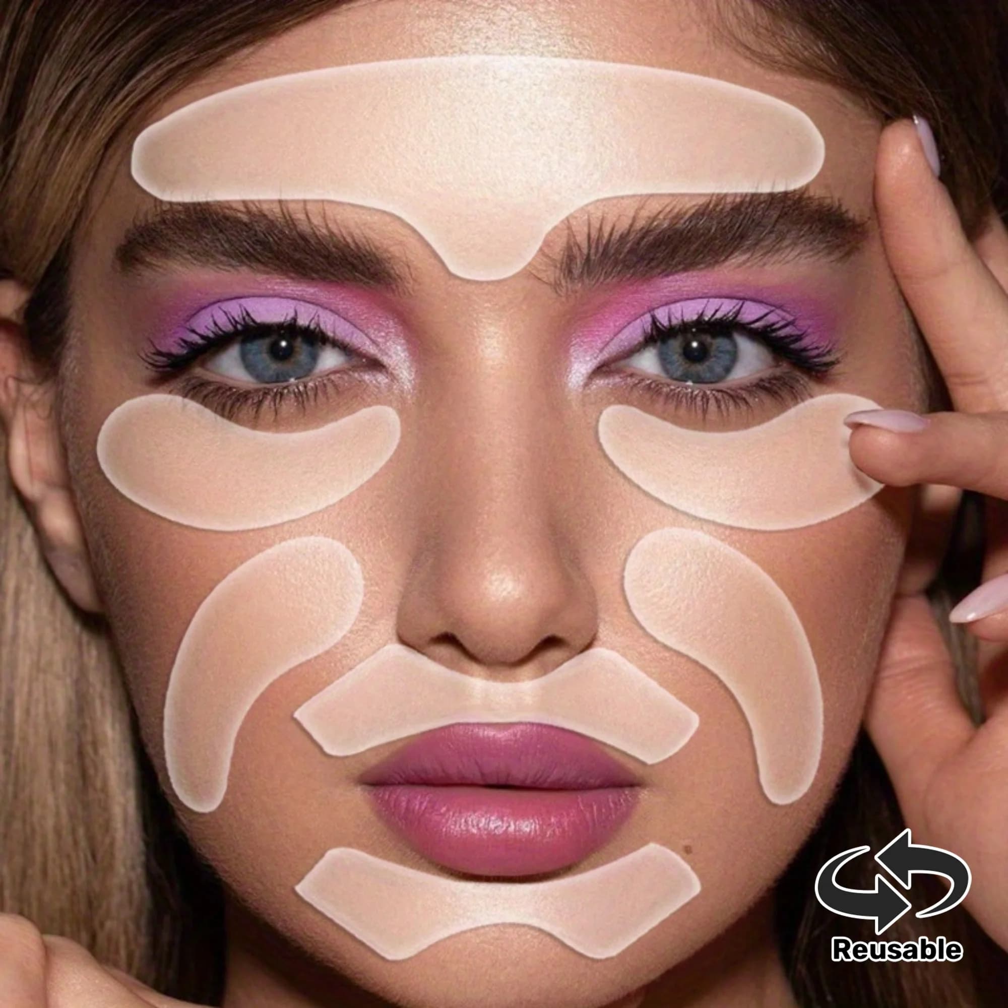 Set di 7 Patch Antirughe per il Viso, Cuscinetti in Silicone Riutilizzabili per la Fronte, Pad Idratanti e Rassodanti per Linee Sottili