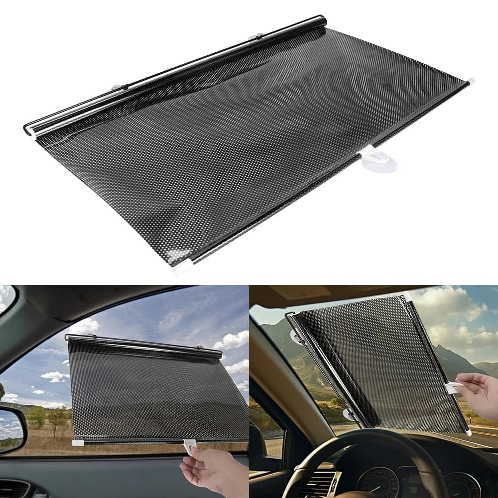 Parabrezza per auto Parasole per lunotto anteriore/posteriore Parasole per parabrezza retrattile Ventosa universale Parasole per auto