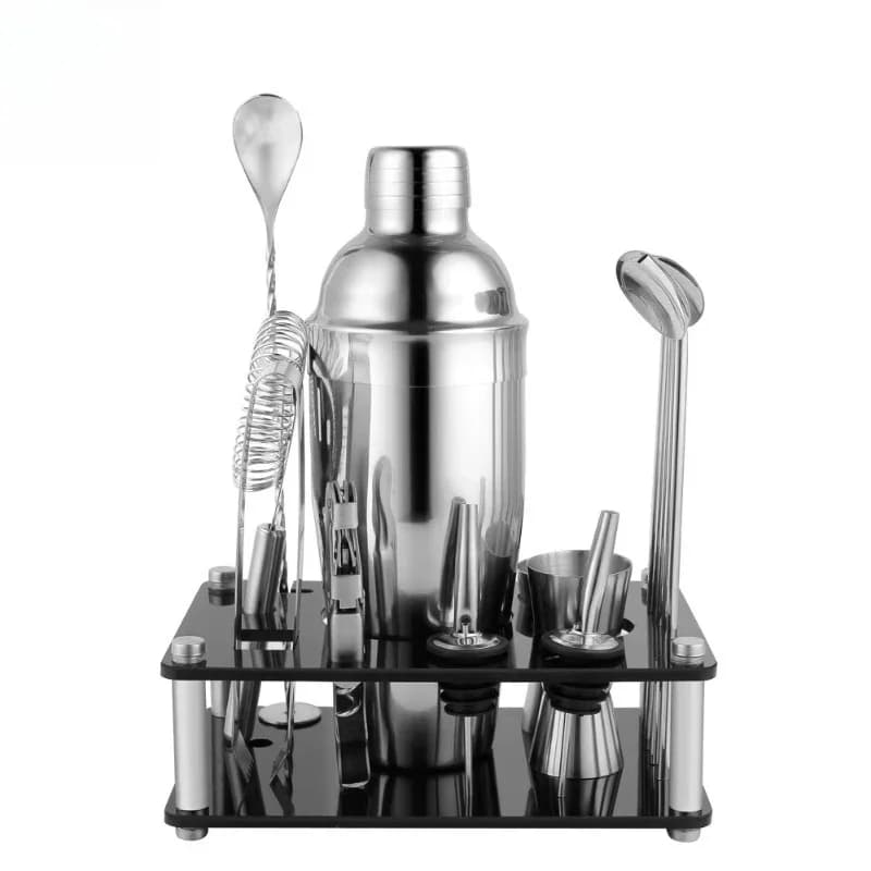 Set di Accessori per Bar in Acciaio Inox con Shaker per Cocktail e Supporto in Acrilico, Vendita Calda