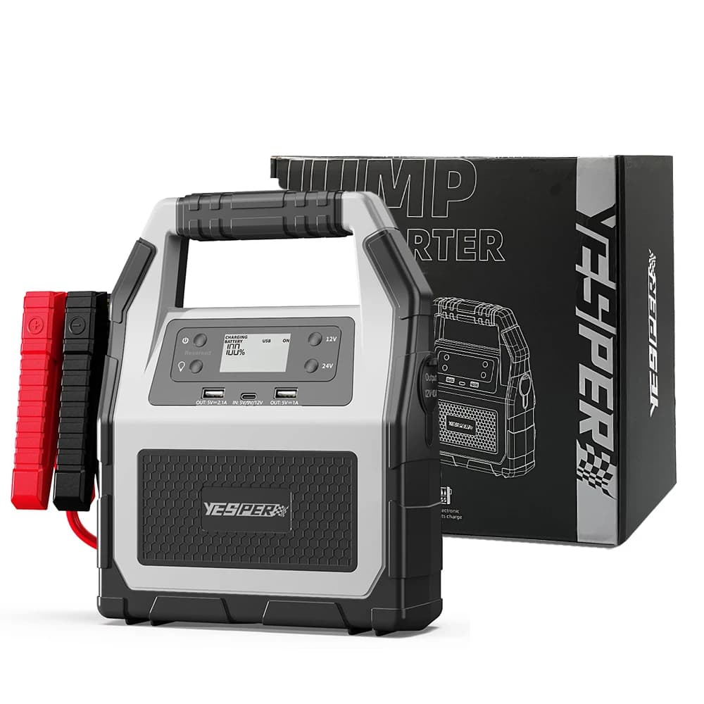 Avviatore di emergenza per batteria per auto Yesper 99C modello ad alta potenza 6000A corrente di picco 12V/24V per trattore con power bank 42000mAh