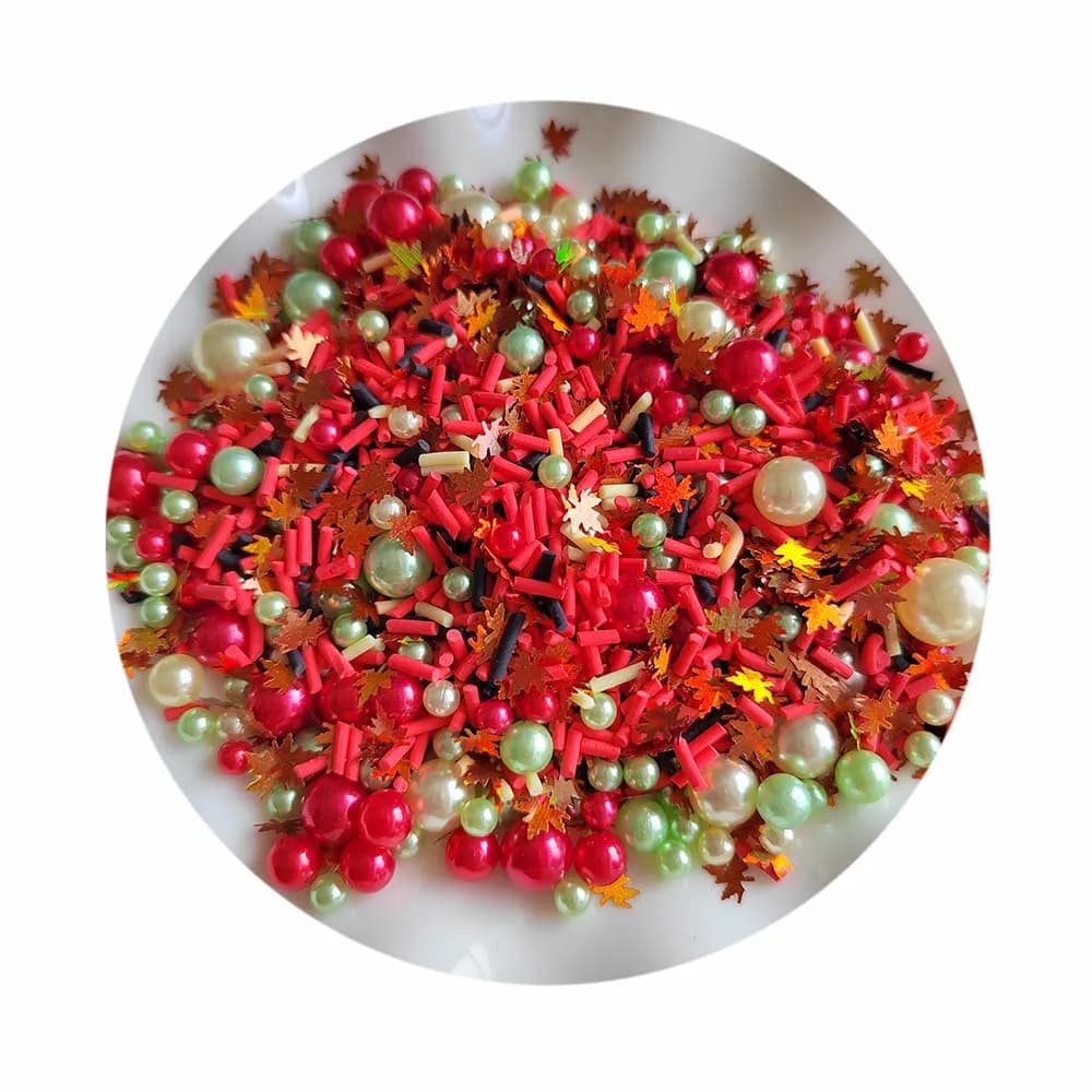 Autunno foglie d'acero paillettes Glitter Polymer Clay fette perle Decor spruzza per Slime Crafts accessori per unghie fai da te