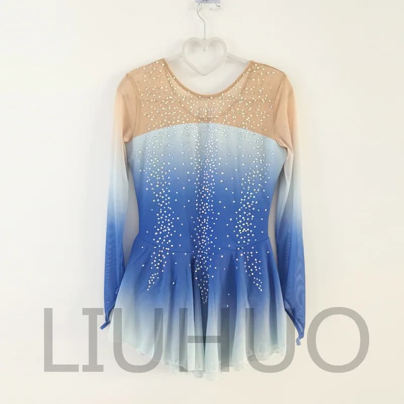 LIUHUO Figure Skating Dress Girls' Long Sleeves Competition Perform Womens Elegant Handmade Crystal BD9418