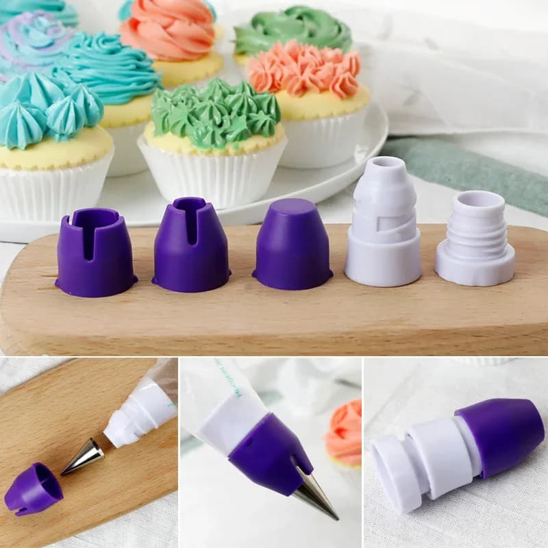 Convertitore di ugelli per torta convertitore di tubi per pasticceria Set di adattatori per ugelli per punte strumenti per decorare la torta del fondente dispositivo di interconnessione