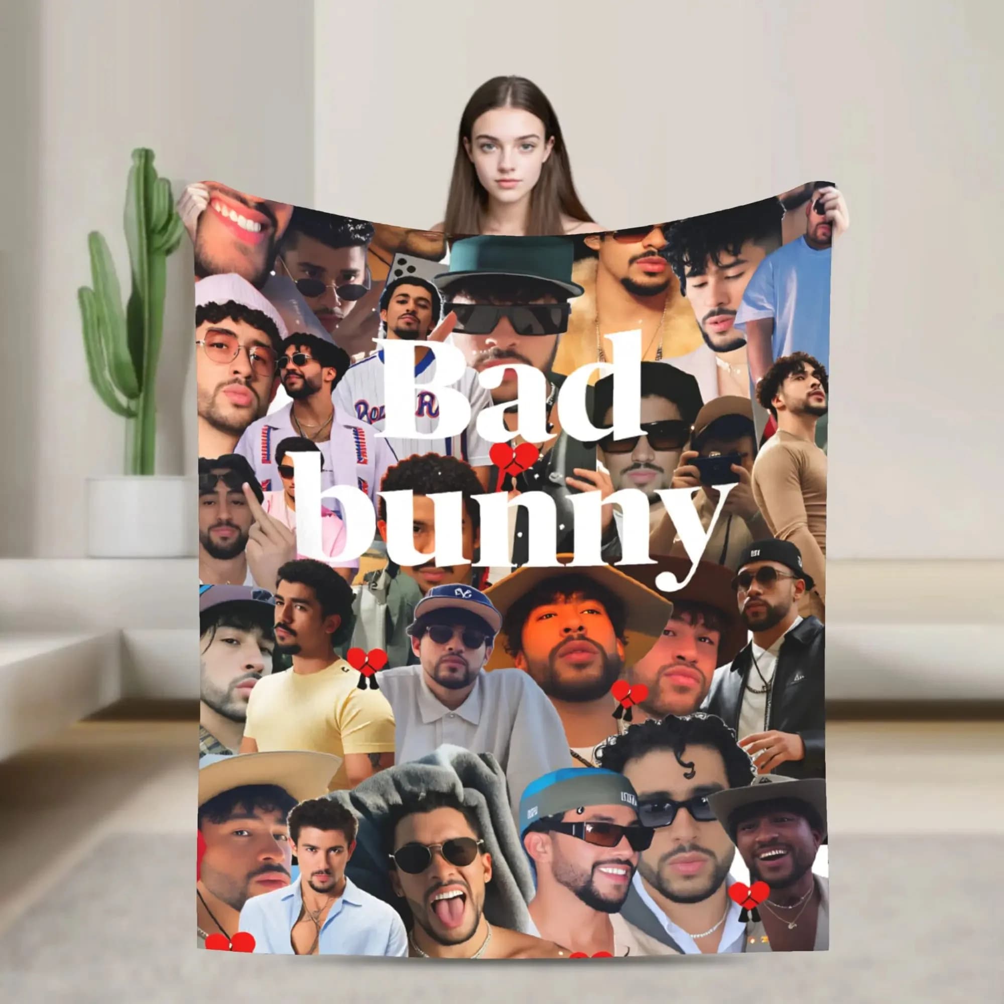 Covered in flannel Bad Bunny Debi Tirar Mas Fotos DTMF 2025, warm and soft, per bedroom, airplane, bedspread, sofa, bed cover