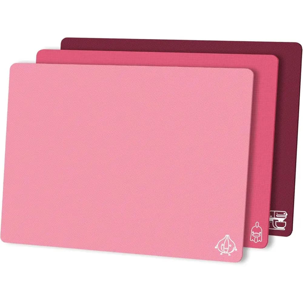 Multi-Colored Flexible Plastic Cutting Boards Set of 3, Non-Slip, Dishwasher Safe, 15x12 Inch
