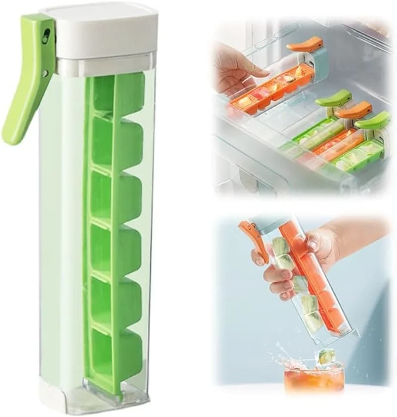 Stampo per cubetti di ghiaccio portatile con pressa, mini vassoi monouso per congelatore, per uso alimentare, con apertura facilitata per la rimozione.