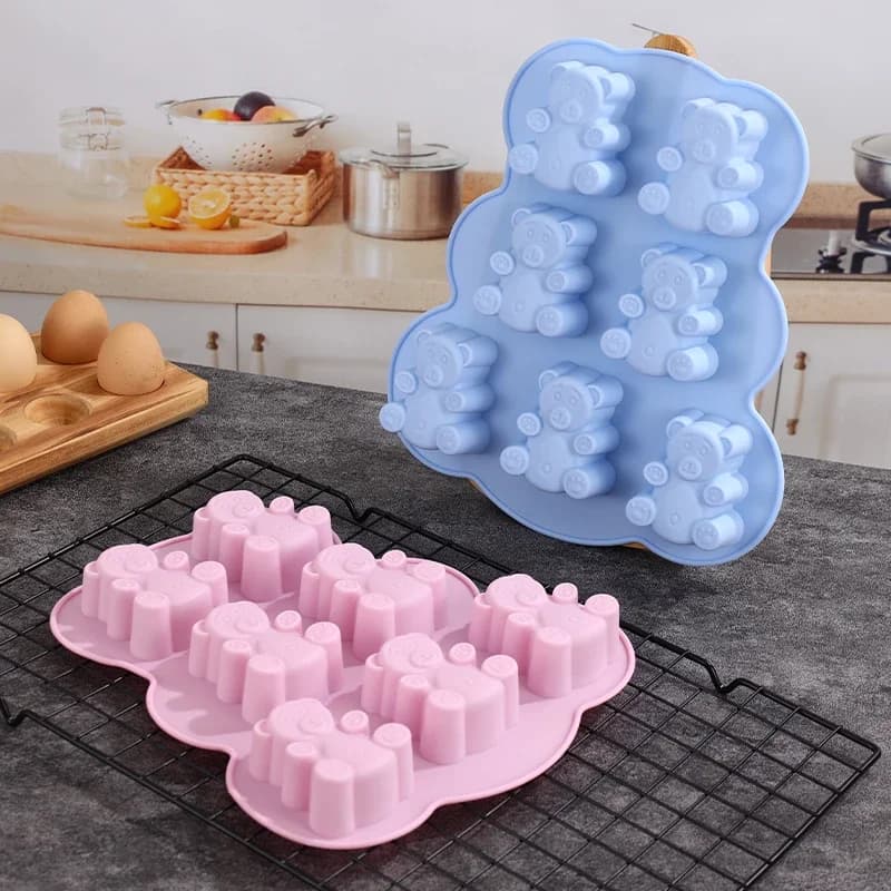 Stampo per torta 3D adorabile orso Stampo in silicone per biscotti animali per caramelle al cioccolato Cucina Forniture per fondente Decorazione per cupcake Topper