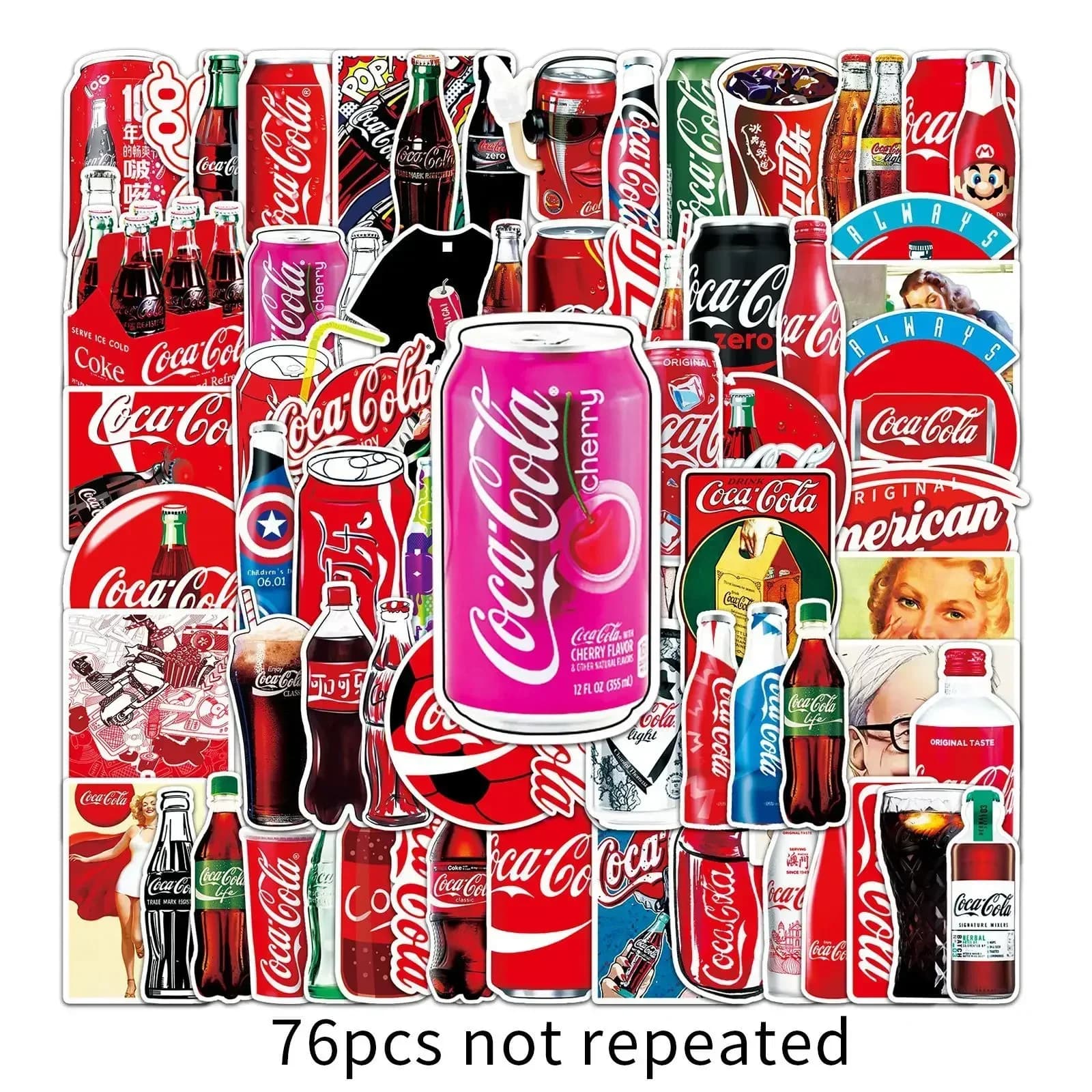 Adesivo impermeabile per decorazione auto bici portatile da 76 pezzi di Coca-Cola