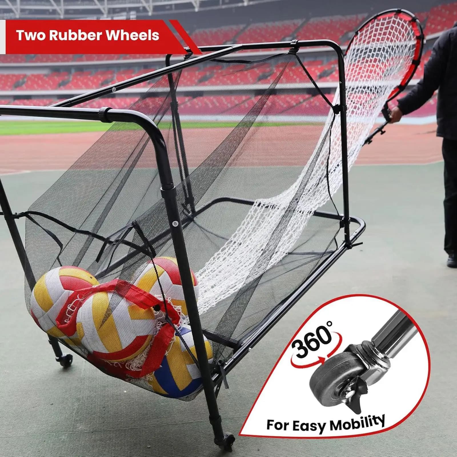 Rete da allenamento per pallavolo con borsa raccoglipalloni, rete regolabile per setter, per kit professionale da pallavolo indoor e outdoor