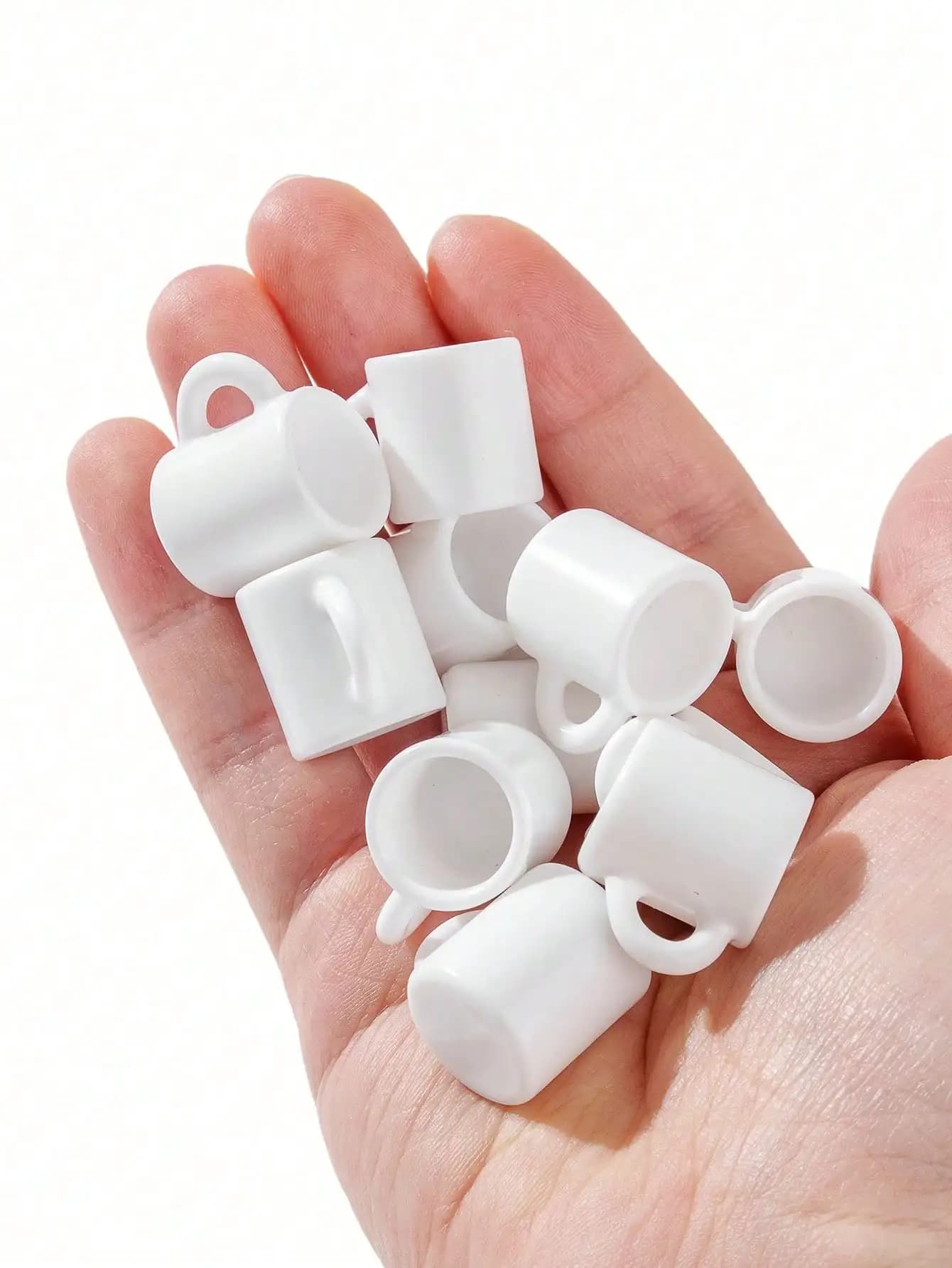 10 miniature white cups for doll house: miniature resin coffee mugs models for kitchen, living room, study or coffee table
