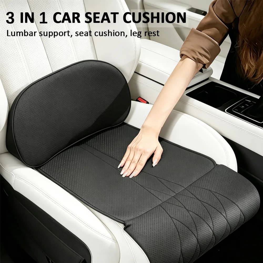 Cuscino per Sedile Auto in Memory Foam, Supporto Lombare e per Gambe, Universale, Antiscivolo, in Pelle Scamosciata, Imbottitura Spessa, Coprisedile Comfort per Conducente