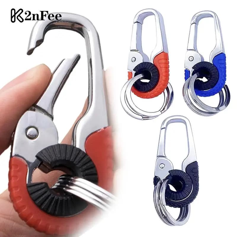 1 pz 2.2*6.2CM portachiavi in acciaio inox portachiavi ciondolo per gli uomini moschettone all'aperto arrampicata doppio anello portachiavi gancio accessori