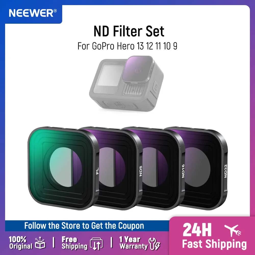 NEEWER CPL ND Filter for GoPro Hero 13 12 11 10 9 HD Multilayer Subtle Density Neutral Circle Polarizer Action Camera Filters
