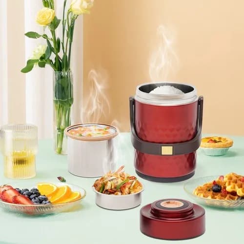 Contenitore Termico per Alimenti a 3 Livelli, Impilabile e Sigillato, Lunch Box Isolato
