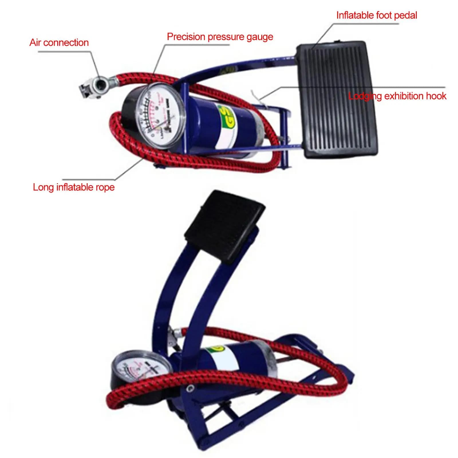 Mini Portable Bicycle Air Pump with Pressure Gauge Ultralight Metal Foot Inflator for Car Tire Scooter Gravel Bike