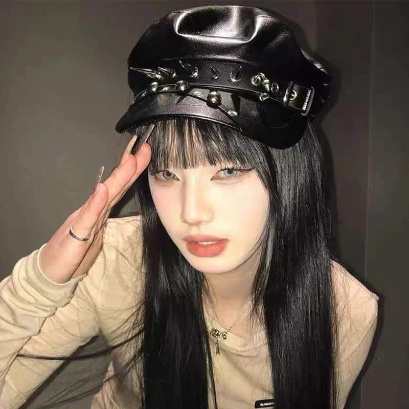 Original cap Subculture Harajuku Y2k for Girls and Women, Gothic style Lolita Goth Harajuku, with Skull and Tips, Punk Steam Unisex Hat