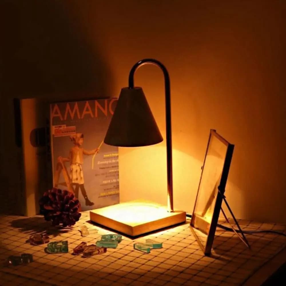 Aroma Diffuser Candle Warmer Lamp Aromatherapy Desk Lamp Candle Melt Warmer EU Plug Solid Wood Base Candle Heating Lamp Gift